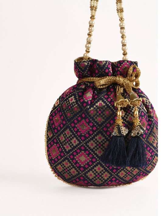 NAVY BLUE POTLI BAG