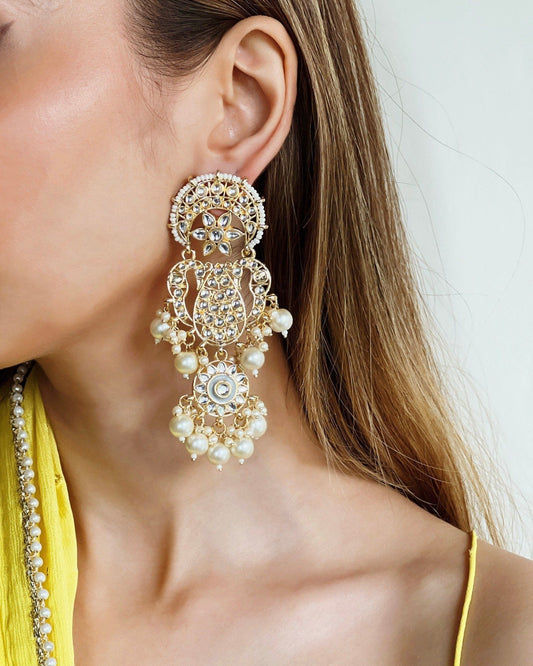 KUNDAN & PEARL DROPS EARRING